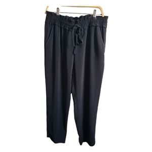 Zara Drawstring Jogger Trousers Pants Black Tie Waist High Rise